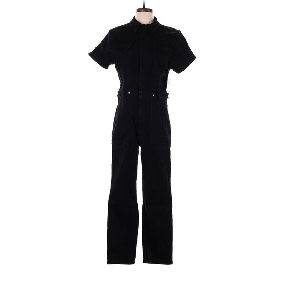 GOOD AMERICAN Solid Black Long Denim Jumpsuit - 4 (Extra Large) - Picture 1 of 2